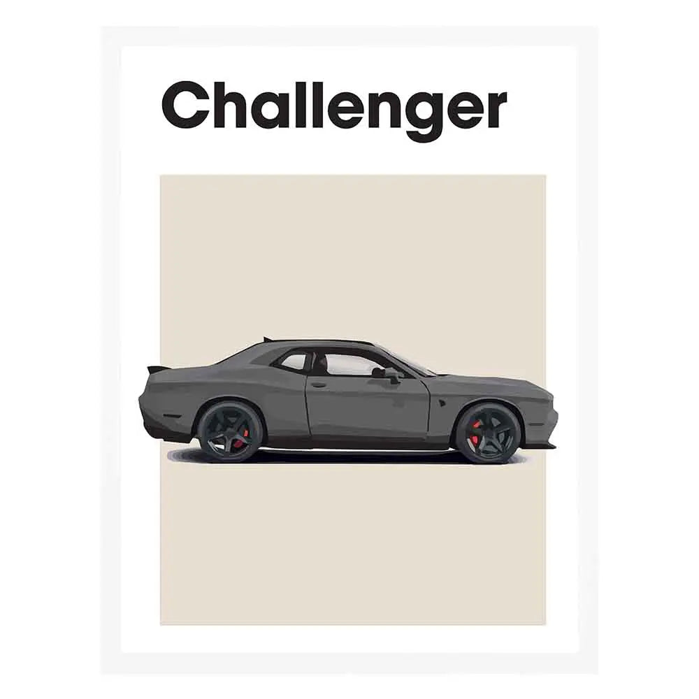 Dodge Challenger Auto Poster Grijs