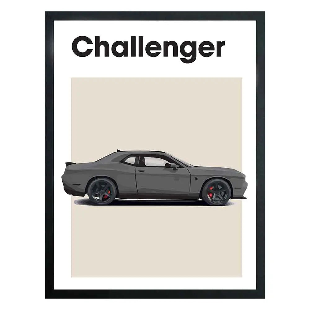 Dodge Challenger Auto Poster Grijs